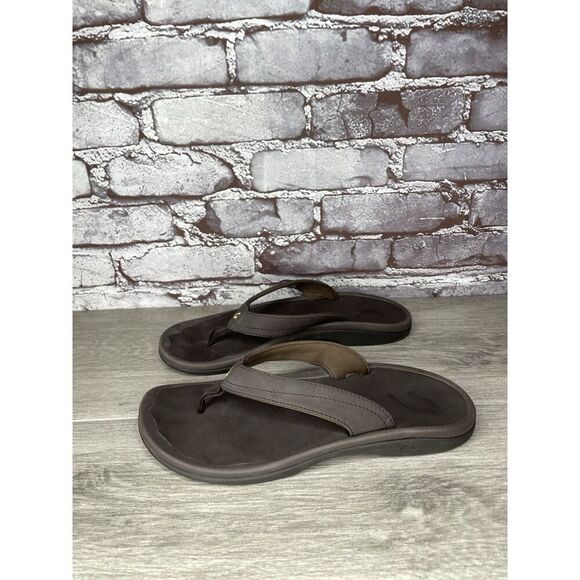 Olukai Ohana Flip Flops Womens Size 9 Brown Thong Slip On Comfort Logo - Picture 16 of 16